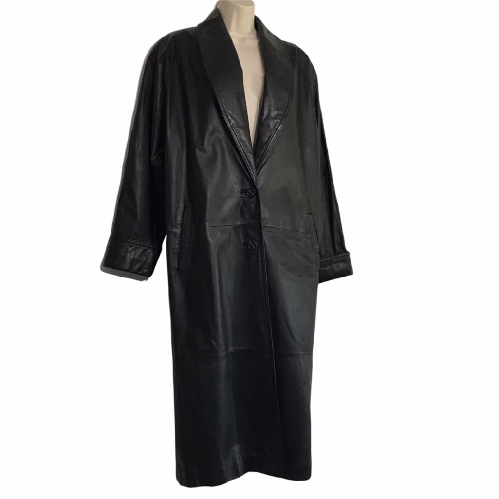 Vintage Leather Long Coat Size 8 Runs Large - I’m 5’8” For Reference